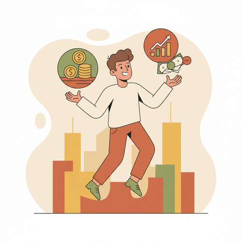 Young entrepreneur mastering business cash flow management with financial tools.