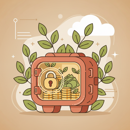 An illustration showing a secure digital vault growing money, representing High-Yield Savings Accounts for internship money.