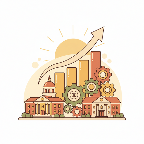 Illustration of top US STEM research universities for 2026, representing educational investment, technological innovation, and future economic growth.