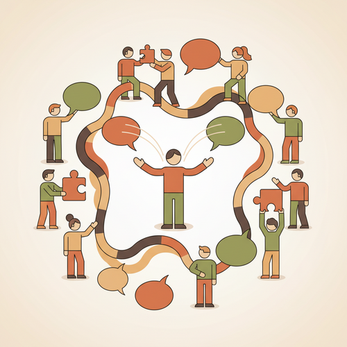 Illustration of professionals improving their communication with free business English courses.