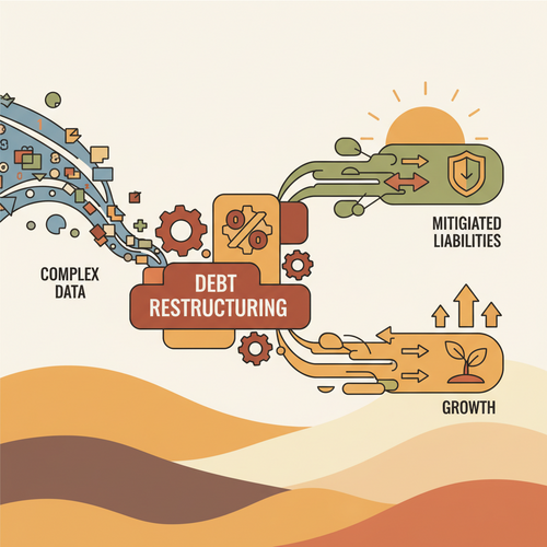 Algorithmic Educational Debt Structuring diagram showing data inputs leading to optimized financial outcomes and liability reduction.
