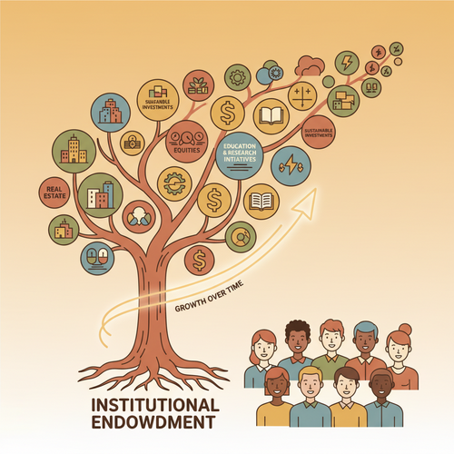 Conceptual illustration of institutional endowment allocation strategies for long-term capital appreciation.
