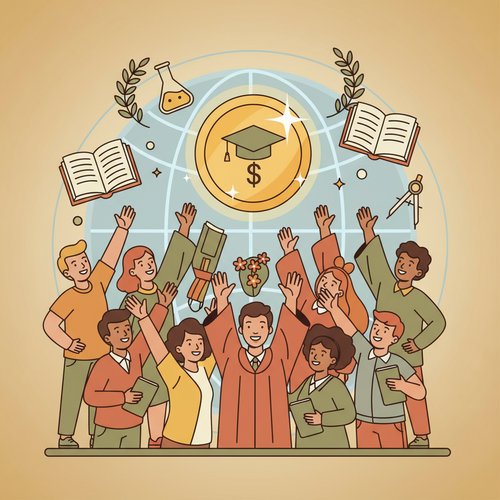 International Student Scholarships 2026: Conceptual illustration of students applying for academic grants and financial aid globally.