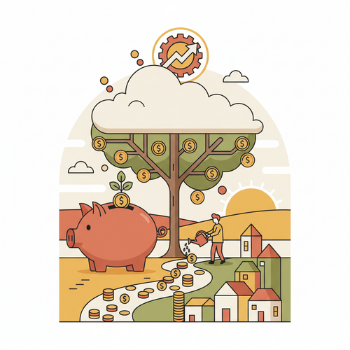 Illustration of higher education infrastructure investments, showing economic growth and human capital development.