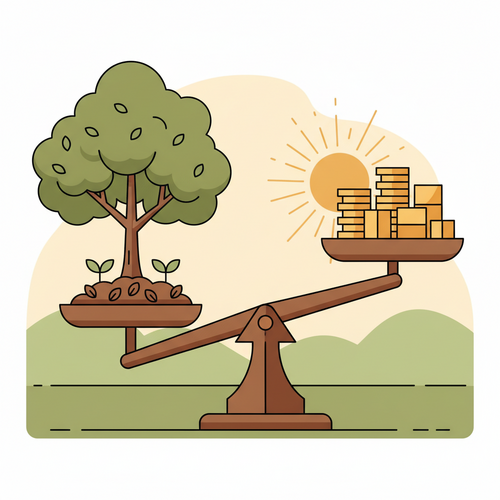 Microeconomic Portfolio Optimization showing a balanced scale with growing investments for early-stage wealth accumulation.
