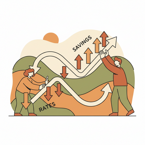 Illustration of a person optimizing a financial graph, representing strategies to refinance private student loans for lower rates.