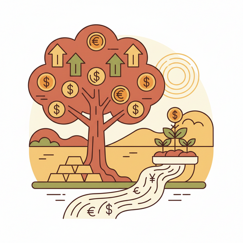 Artificial Intelligence impacting investment banking operations, with data flows and financial graphs.