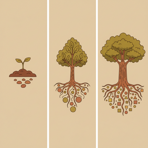 Illustration showing the stages of a company going public, representing understanding IPOs.