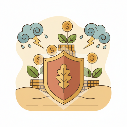 Flat design illustration of a shield protecting growing assets from inflationary erosion, symbolizing strategic capital allocation for young professionals.