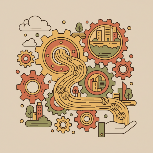 Conceptual illustration of interconnected financial mechanisms for subsidized post-secondary debt refinancing, symbolizing portfolio optimization and strategic financial planning.