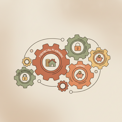 Illustration of interconnected financial gears, symbolizing Academic Debt Deferment Strategies and actuarial obligation management in higher education.